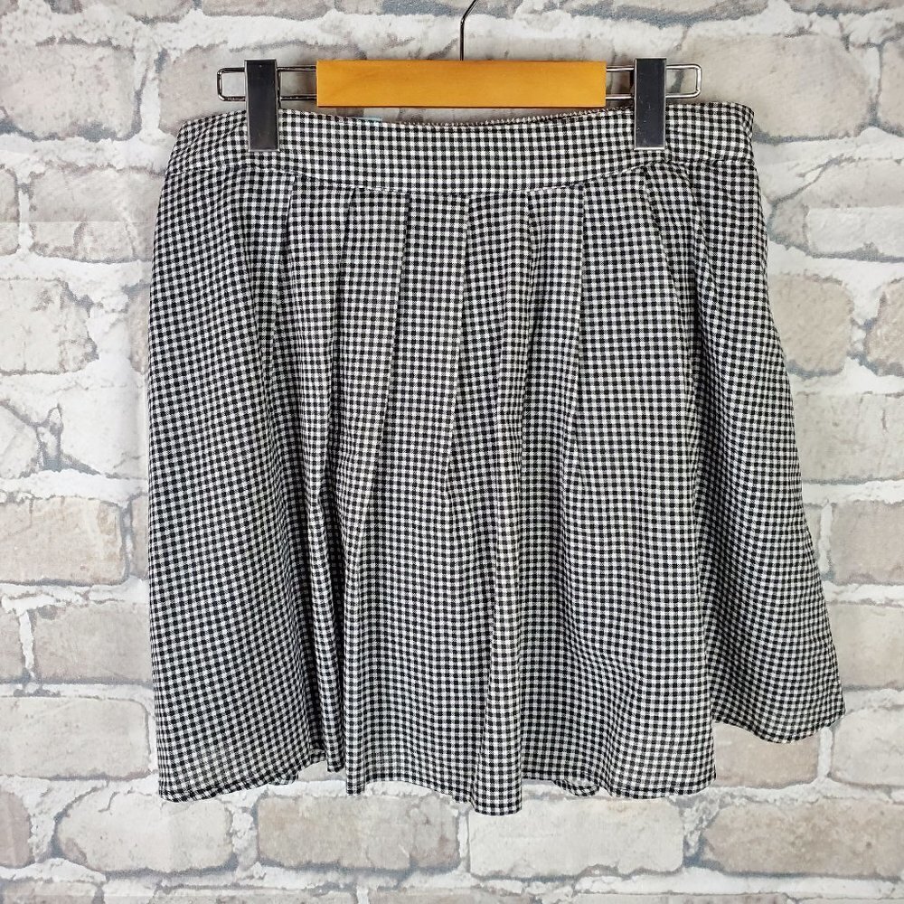 Old Navy Mini Skirt Pleated Small Blk White Check